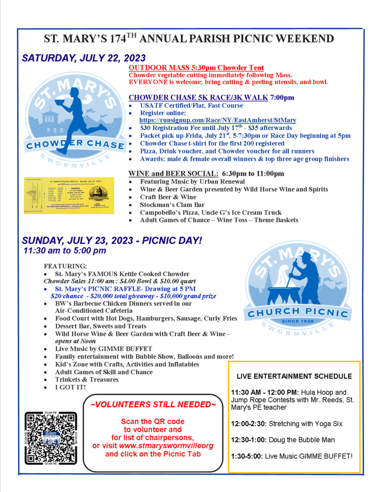 List of all activities for parish Picnic